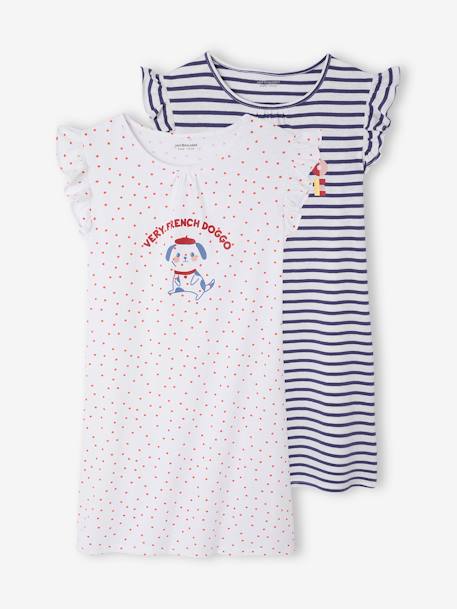 Lot de 2 chemise de nuit fille marine 1 - vertbaudet enfant 