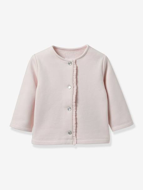 Cardigan en molleton bébé - Coton biologique rose pâle 1 - vertbaudet enfant 