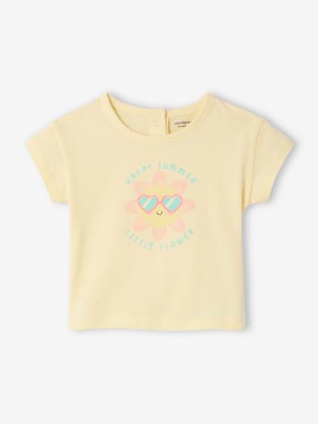 T-Shirt bébé à motif en coton bio jaune pastel 1 - vertbaudet enfant 