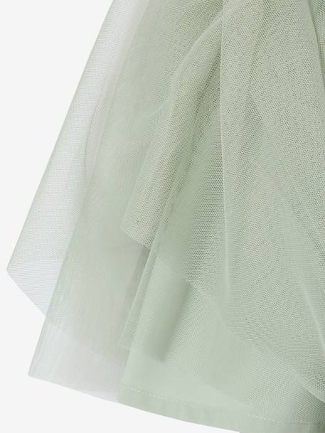 Robe cérémonie fille satin de coton à volants blanc+écru+rose pâle+vert sauge 27 - vertbaudet enfant 