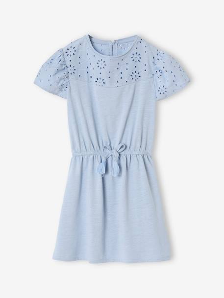 Robe détails en broderie anglaise fille bleu pâle+corail+lilas+mauve+vert sauge 1 - vertbaudet enfant 
