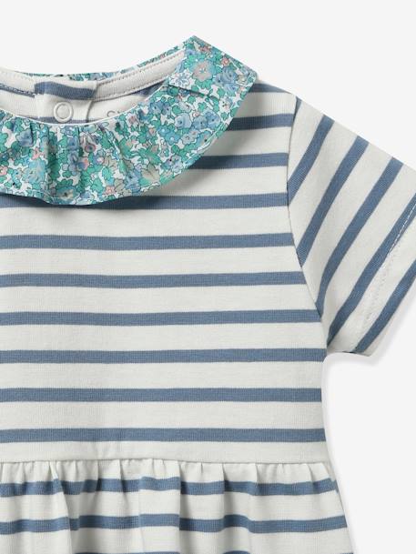 Robe marinière bébé tissu Liberty - vert imprimé 3 - vertbaudet enfant 
