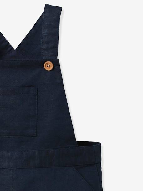 Salopette courte bébé lin et coton marine 3 - vertbaudet enfant 
