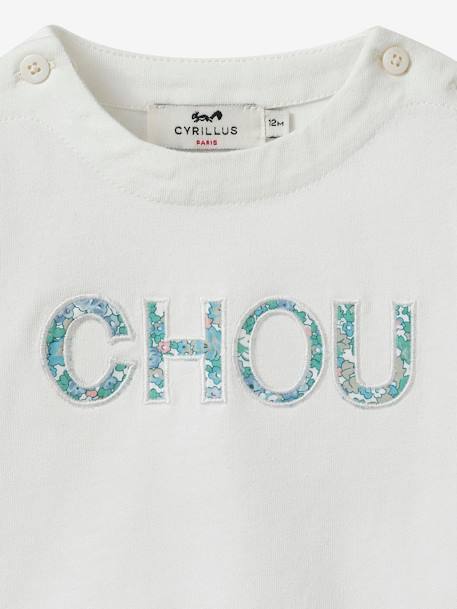 Tee-shirt bébé lettres en tissu Liberty - Coton biologique vert imprimé 2 - vertbaudet enfant 
