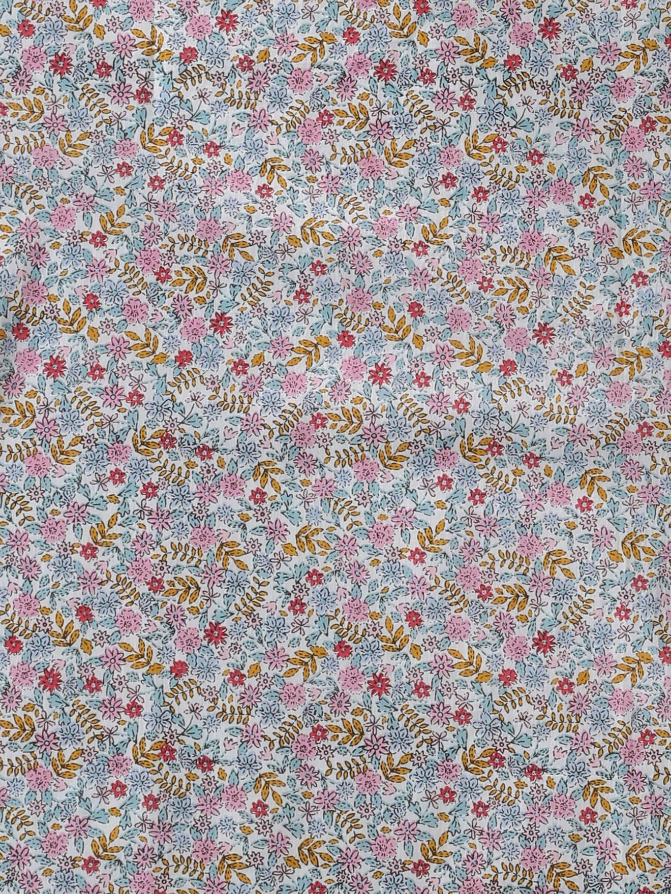 Foulard Fille VERTBAUDET - Imprimé Fleurs Bleu, 100% Coton, Carré 65x65 Cm - Accessoire Mode Léger