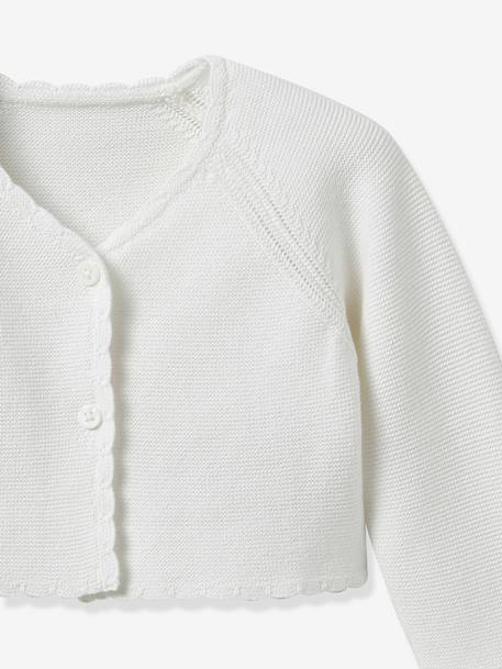 Cardigan court fille - coton biologique- collection fêtes et mariages écru 3 - vertbaudet enfant 