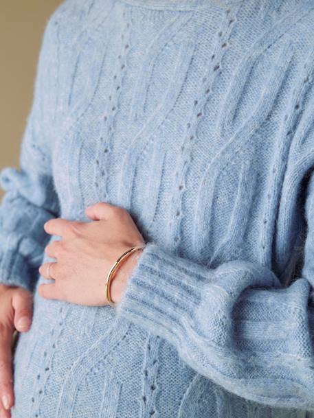 Pull devant/dos maille fantaisie avec Alpaga bleu glacier+framboise 3 - vertbaudet enfant 
