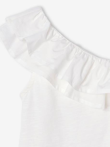 T-shirt à volant asymétrique fille corail+écru+vert sauge 8 - vertbaudet enfant 