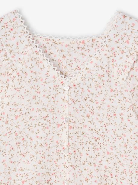 Blouse de cérémonie fleurie en gaze de coton fille rose imprimé 4 - vertbaudet enfant 