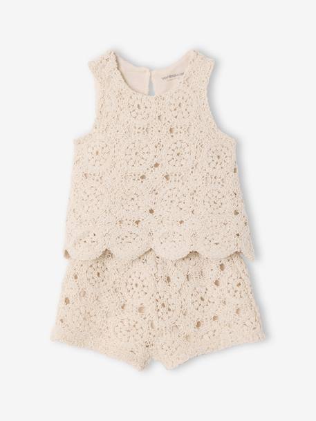Ensemble bébé top + short en macramé vanille 2 - vertbaudet enfant 