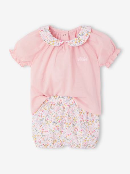 Ensemble short et T-shirt naissance fleuri rose 8 - vertbaudet enfant 