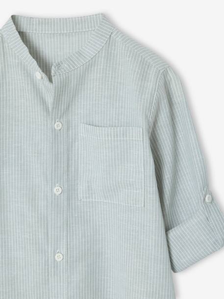 Chemise rayée col Mao garçon rayé bleu+rayé vert 13 - vertbaudet enfant 