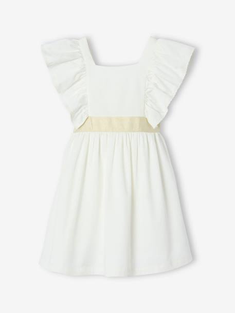 Robe cérémonie fille ceinture dorée blanc+blush 4 - vertbaudet enfant 