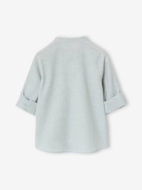Chemise rayée col Mao garçon rayé bleu+rayé vert 12 - vertbaudet enfant 
