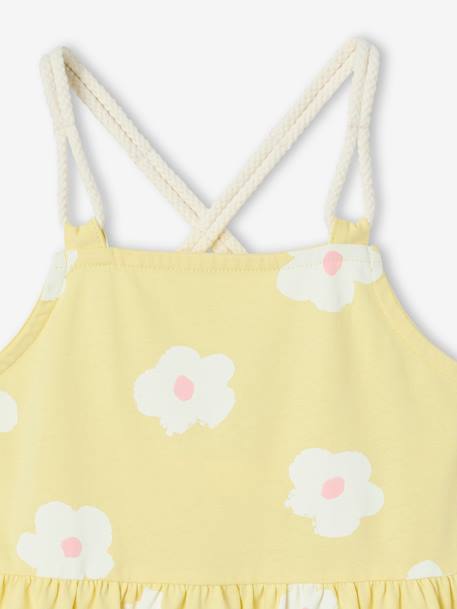 Robe à bretelles cordelette imprimée fleurs fille jaune pâle 3 - vertbaudet enfant 