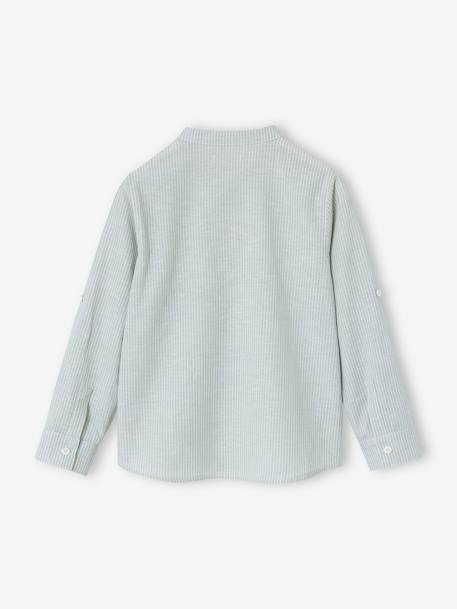 Chemise rayée col Mao garçon rayé bleu+rayé vert 11 - vertbaudet enfant 