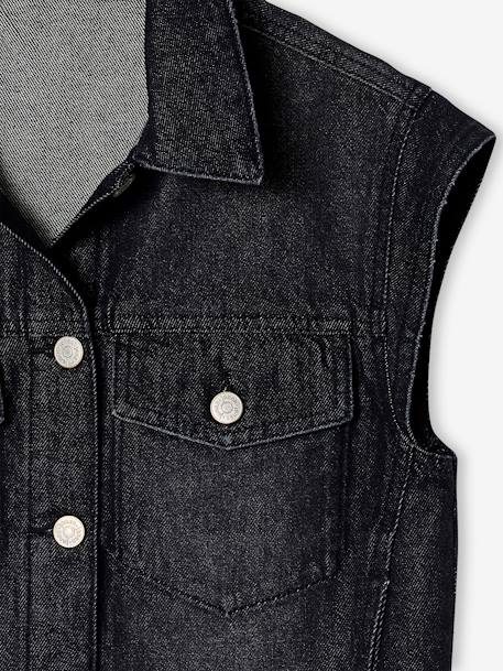 Veste en jean oversize sans manches fille denim gris 5 - vertbaudet enfant 