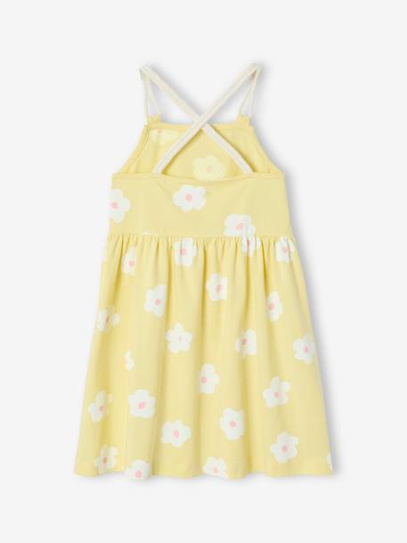 Robe à bretelles cordelette imprimée fleurs fille jaune pâle 2 - vertbaudet enfant 