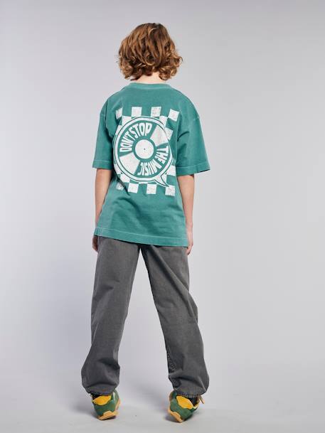 T-shirt garçon motif devant/dos effet délavé écru+vert d'eau 14 - vertbaudet enfant 