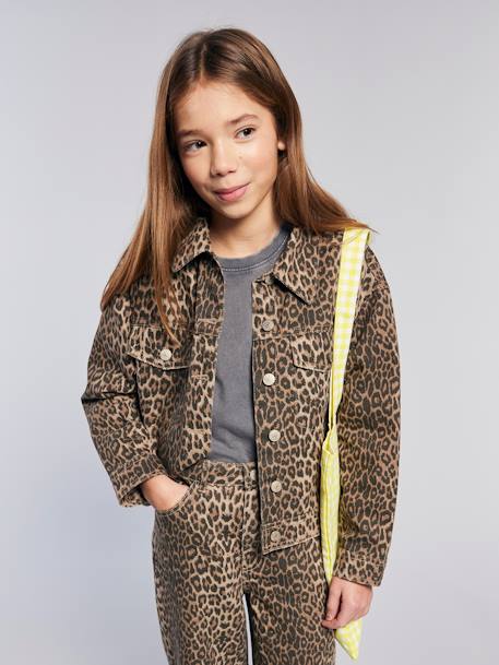 Veste fille oversize motif léopard beige 1 - vertbaudet enfant 