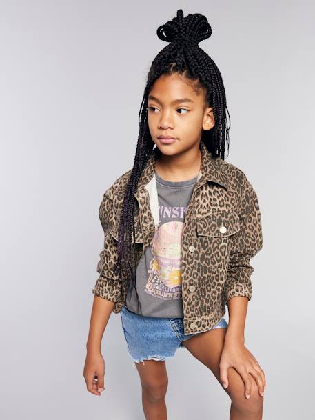 Veste fille oversize motif léopard beige 3 - vertbaudet enfant 