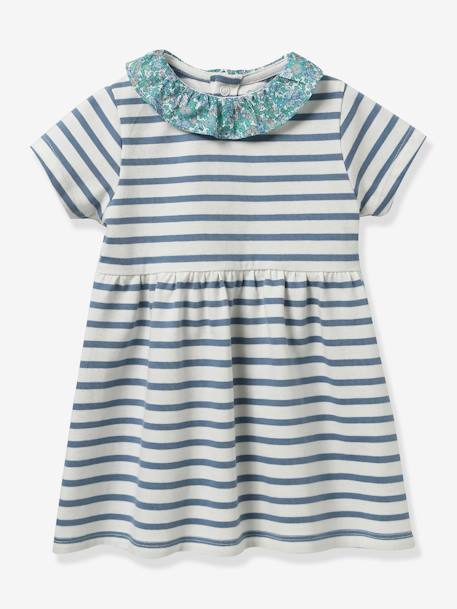Robe marinière bébé tissu Liberty - vert imprimé 1 - vertbaudet enfant 