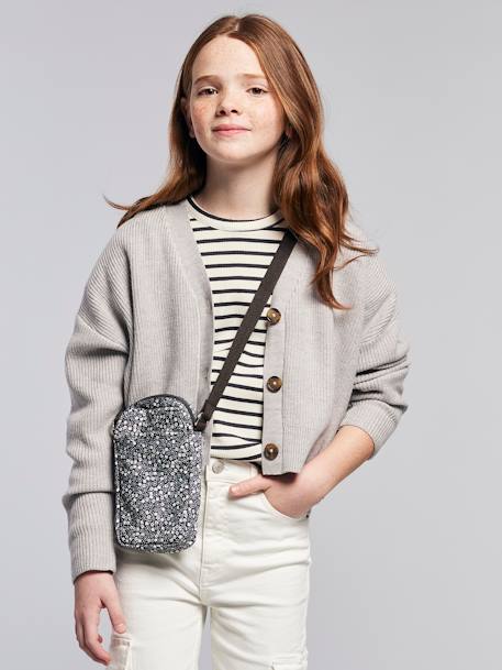 Pochette sacoche fille imprimé fleurs gris imprimé 4 - vertbaudet enfant 