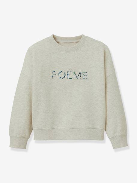 Sweat à message fille en tissu Liberty coton bio écru 1 - vertbaudet enfant 