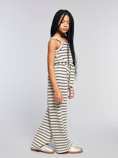 Pantalon large en maille fantaisie fille noir+rayé noir 8 - vertbaudet enfant 