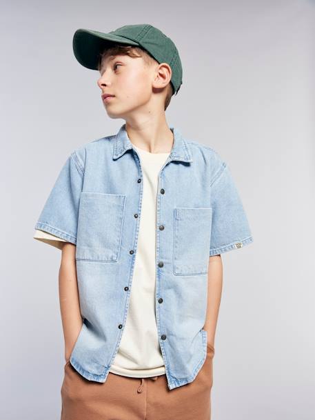 Chemise denim léger manches courtes garçon denim bleached 1 - vertbaudet enfant 