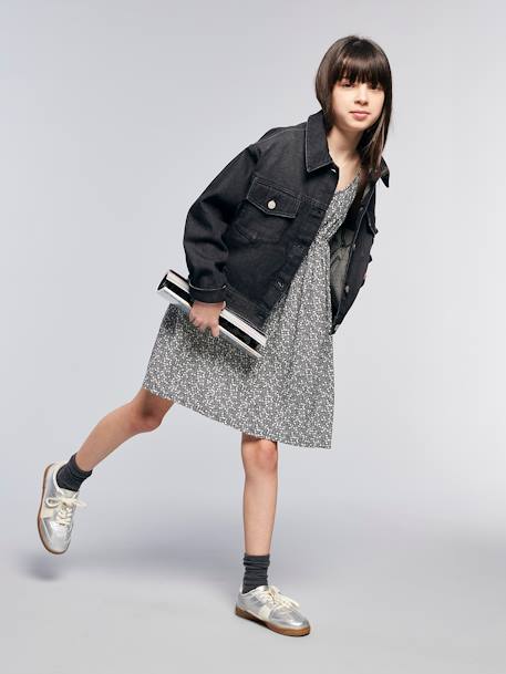 Veste en jean oversize fille denim gris 3 - vertbaudet enfant 