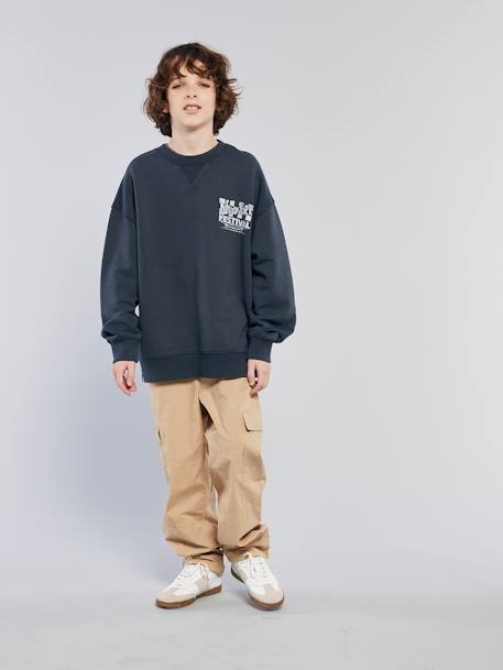 Sweat loose effet délavé noir 7 - vertbaudet enfant 