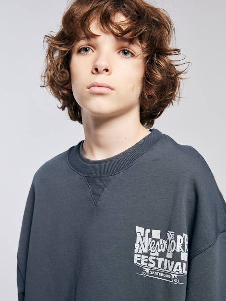 Sweat loose effet délavé noir 5 - vertbaudet enfant 