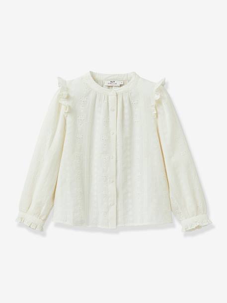 Chemise fille brodée écru 1 - vertbaudet enfant 