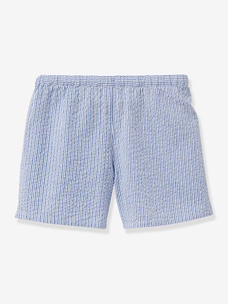 Jupe-short en seersucker fille rayé bleu 2 - vertbaudet enfant 