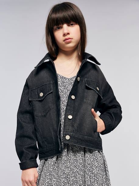 Veste en jean oversize fille denim gris 1 - vertbaudet enfant 
