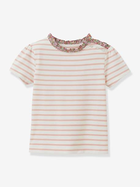 Fille-T-shirt, sous-pull-Tee-shirt marinière fille tissu Liberty coton bio manches courtes