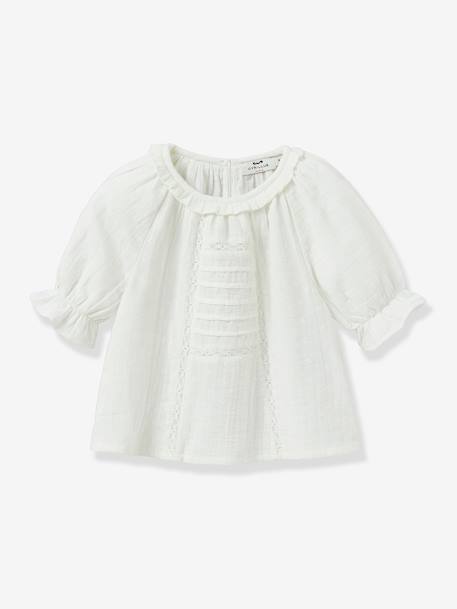 Blouse broderie anglaise en gaze de coton écru 1 - vertbaudet enfant 