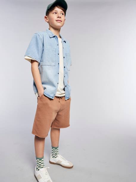 Chemise denim léger manches courtes garçon denim bleached 6 - vertbaudet enfant 