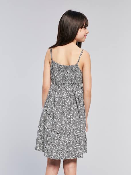 Robe courte à bretelles motifs fleurs gris imprimé 7 - vertbaudet enfant 