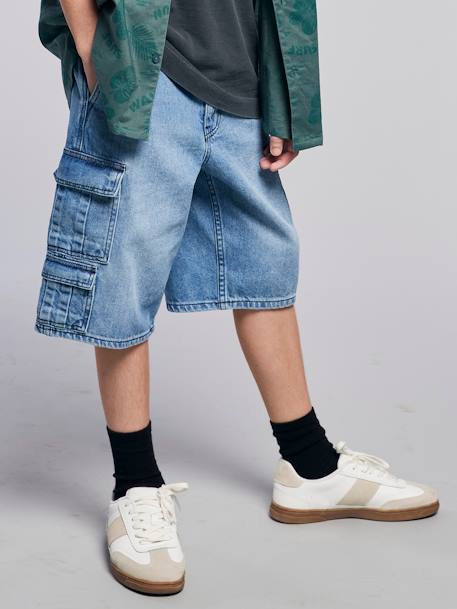 Bermuda skateur denim bleached+denim gris 2 - vertbaudet enfant 