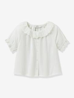 -Blouse fille broderie anglaise en gaze de coton