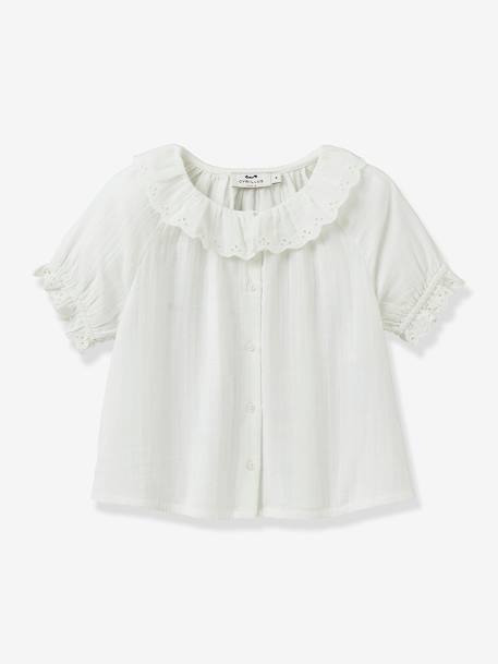 Blouse fille broderie anglaise en gaze de coton écru 1 - vertbaudet enfant 