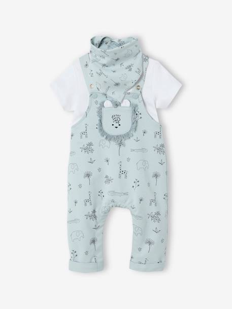 Ensemble 3 pièces naissance salopette + body + foulard bleu 1 - vertbaudet enfant 