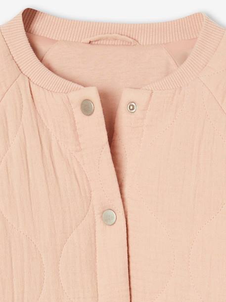 Blouson matelassé style bomber en gaze de coton fille rose poudré+vanille 5 - vertbaudet enfant 