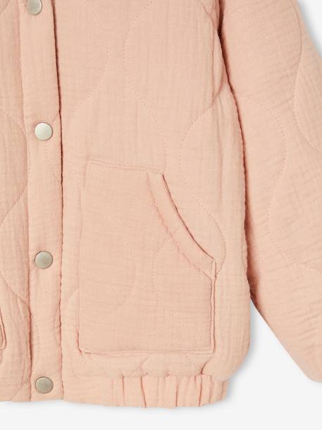 Blouson matelassé style bomber en gaze de coton fille rose poudré+vanille 4 - vertbaudet enfant 