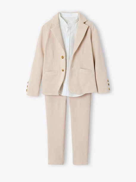 Ensemble céremonie chemise col Mao, veste et pantalon garçon beige+bleu ciel+vert d'eau 4 - vertbaudet enfant 