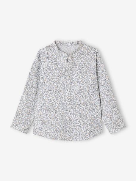 Chemise fleurie à col Mao garçon beige imprimé+bleu imprimé 3 - vertbaudet enfant 