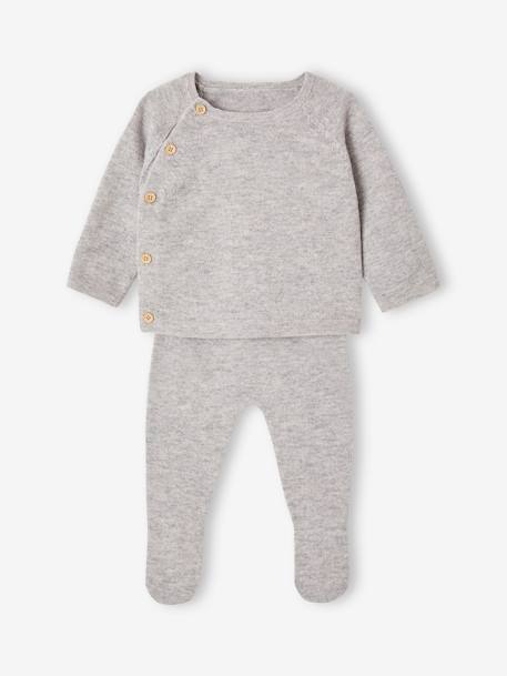 Ensemble naissance pull pantalon laine et cachemire personnalisable gris chiné 3 - vertbaudet enfant 