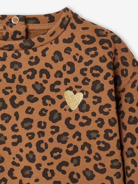 Sweat bébé léopard coeur doré capsule famille beige+gris foncé 6 - vertbaudet enfant 